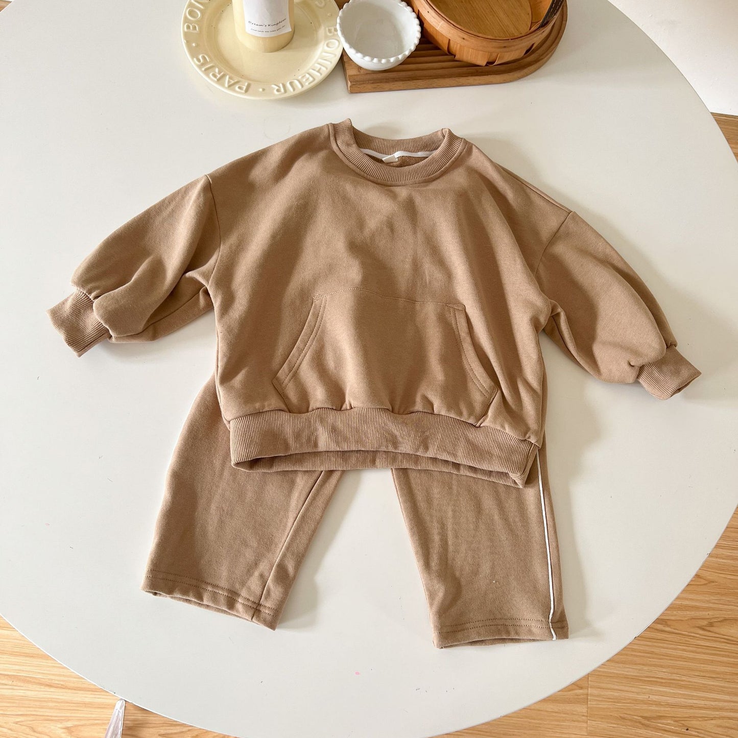 -キッズ セットアップ スウェット ポケット トレーナー トップス サイドライン パンツ - mamahalo shop - 長袖セットアップ - べビー服 - 子供服 - 男の子 - 女の子