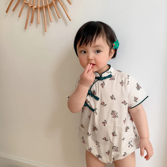 -ベビー チャイナドレス 半袖ロンパース - mamahalo shop - 半袖ロンパース - べビー服 - 子供服 - 男の子 - 女の子
