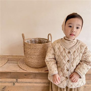 ショートコート・ジャケット・ジャンパー Beige / 12M 80cm キッズ フラワー キルティング ジャケット コート【mh0000277】