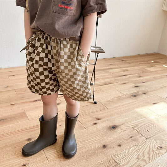 ハーフパンツ・ショートパンツ キッズ チェッカーチェック バイカラー ショートパンツ【mh0001825】