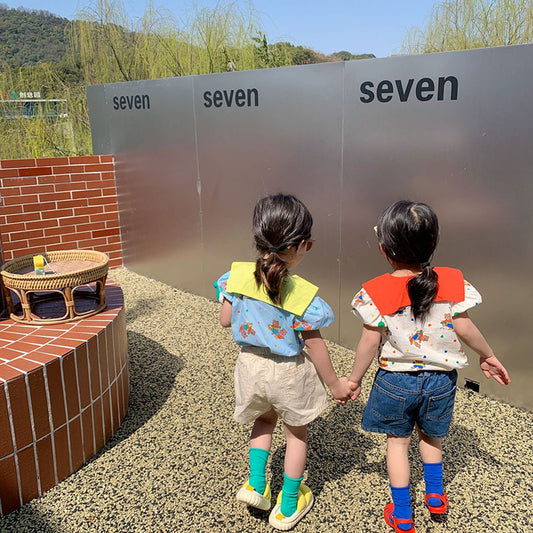 -キッズ くま ベア カラフル 半袖 ブラウス シャツ トップス - mamahalo shop - 半袖シャツ・ブラウス - べビー服 - 子供服 - 男の子 - 女の子