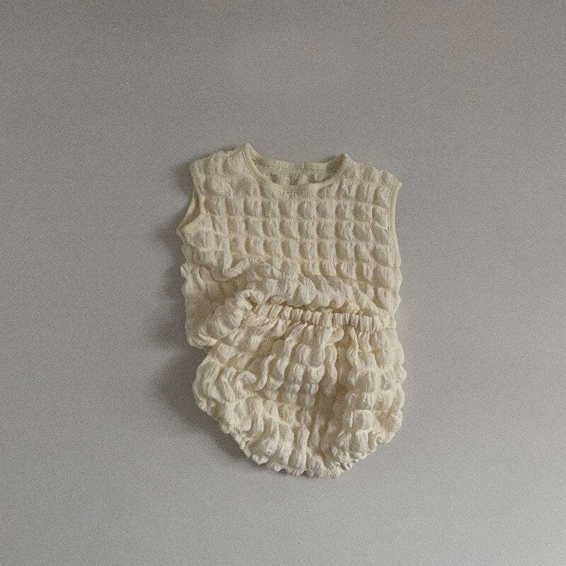 ノースリーブセットアップ Beige / 66cm ベビー セットアップ ポップコーン ノースリーブ トップス ブルマパンツ【mh0000851】