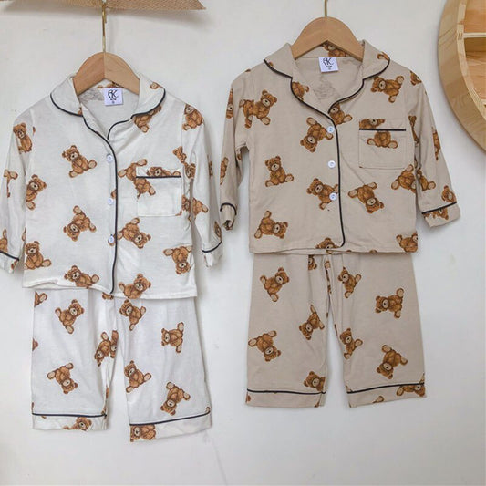 -キッズ くま 長袖パジャマセット【mh0000408】 - mamahalo shop - 長袖パジャマ - べビー服 - 子供服 - 男の子 - 女の子