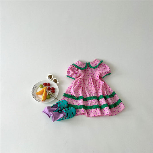 -キッズ みずたま 半袖 フリル ワンピース - mamahalo shop - 半袖ワンピース - べビー服 - 子供服 - 男の子 - 女の子