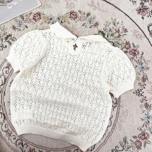 半袖シャツ・ブラウス ベビー キッズ レースニット 襟付き トップス ブラウス【mh0000767】