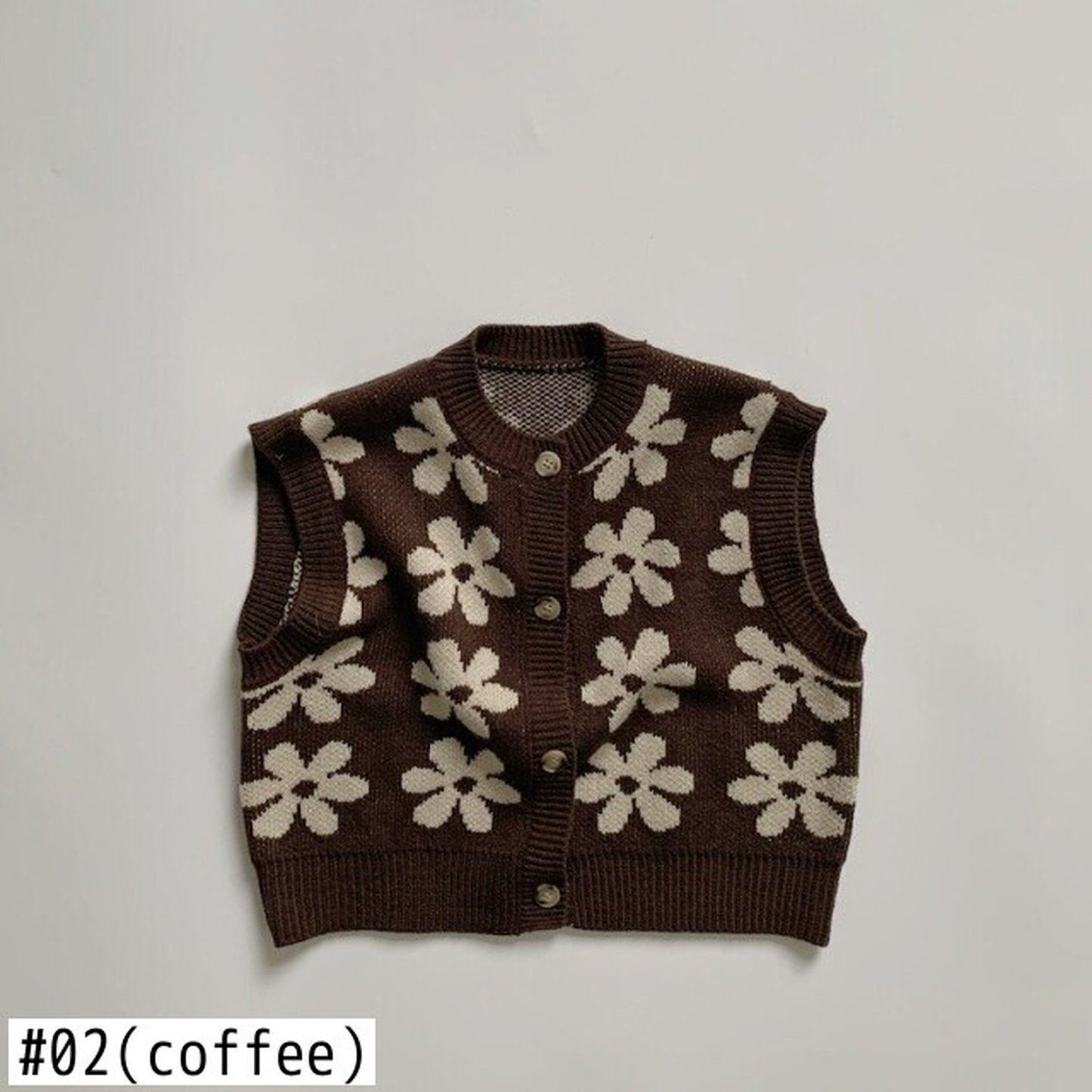 -ベビー キッズ ニット フラワー 前あき ベスト - mamahalo shop - ベスト - べビー服 - 子供服 - 男の子 - 女の子