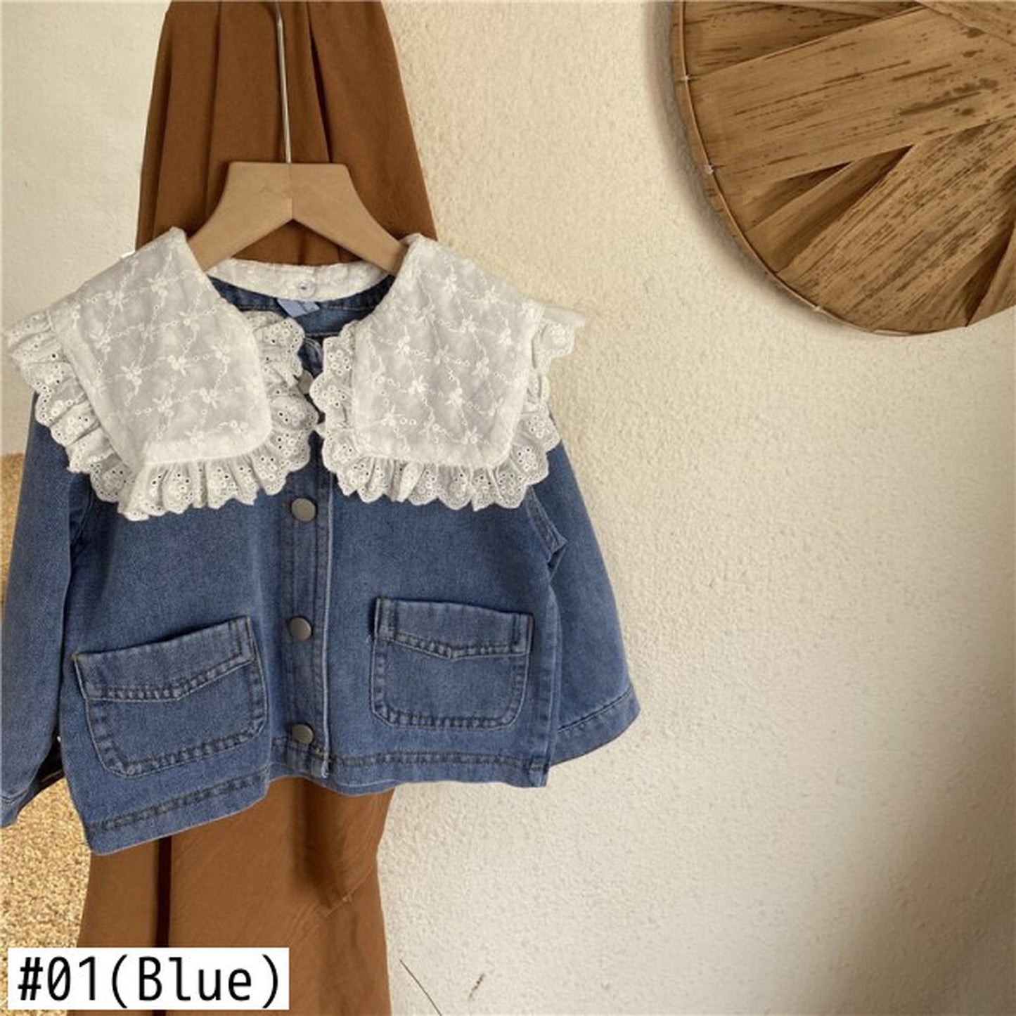 -キッズ フラワー レース襟 デニム ジャケット - mamahalo shop - ショートコート・ジャケット・ジャンパー - べビー服 - 子供服 - 男の子 - 女の子