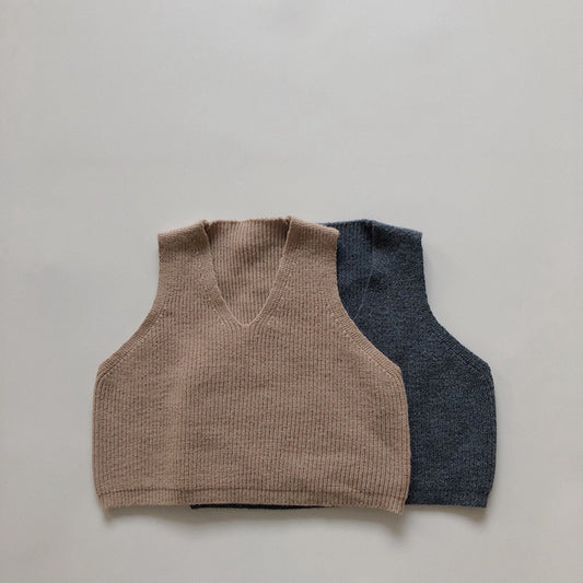 -キッズ ニットベスト シンプルベーシック 2カラー【mh0000235】 - mamahalo shop - ベスト - べビー服 - 子供服 - 男の子 - 女の子