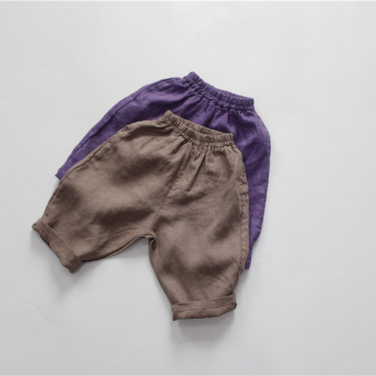 -キッズ サマー コットンリネン パンツ - mamahalo shop - ロングパンツ・スウェットパンツ - べビー服 - 子供服 - 男の子 - 女の子