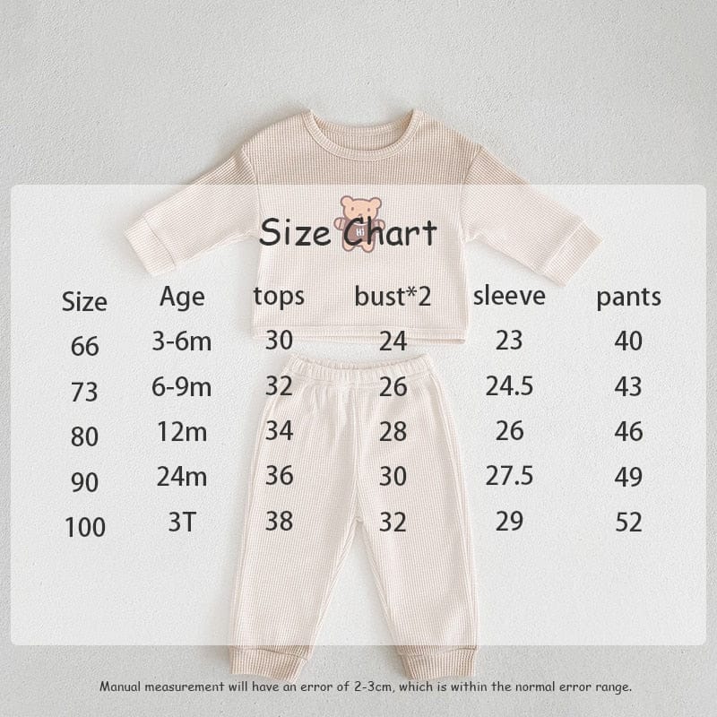 長袖セットアップ ベビー ワッフル セットアップ くま ベア 長袖 トップス パンツ【mh0001224】