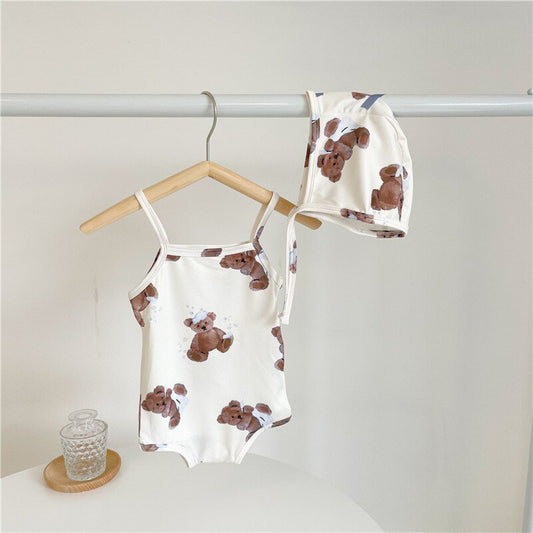 -ベビー くま ベア ワンピース 水着 スイミング 帽子 セット【mh0000670】 - mamahalo shop - ベビー用水着 - べビー服 - 子供服 - 男の子 - 女の子