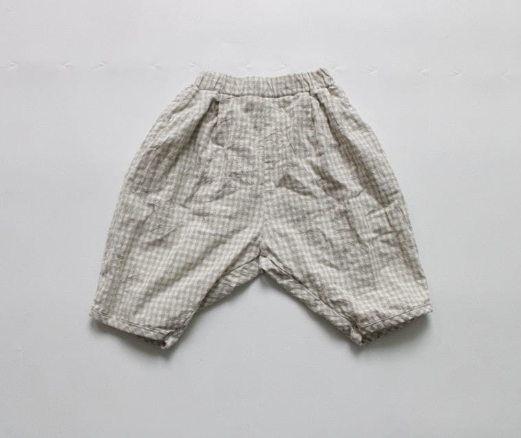 ロングパンツ・スウェットパンツ Khaki / 24M 80cm キッズ コットンリネン チェック ルーズ パンツ【mh0001001】