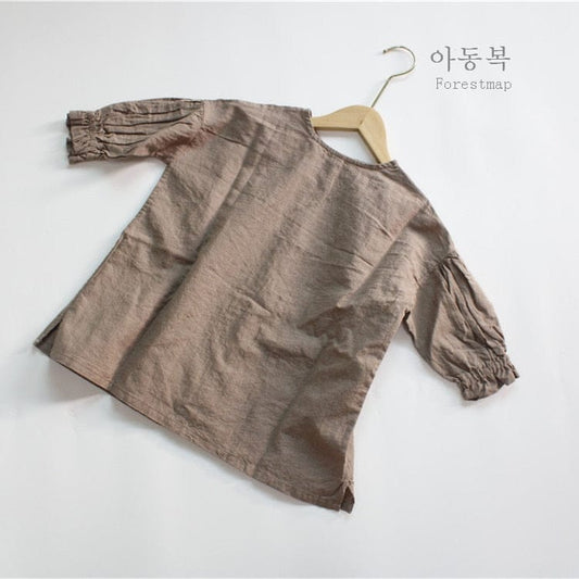 長袖ワンピース キッズ 無地 ルーズ ロング 長袖 シャツ ワンピース【mh0001299】