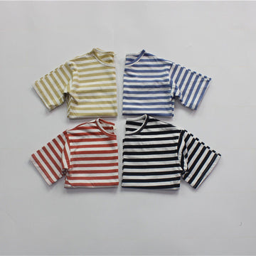 半袖Tシャツ キッズ ボーダー 半袖 ルーズ Tシャツ トップス【mh0000724】