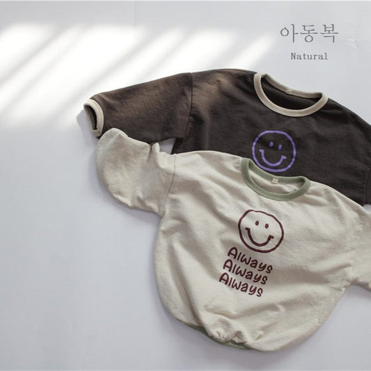 長袖Tシャツ キッズ スマイル レターロゴ 長袖 ルーズ Tシャツ トップス【mh0001303】