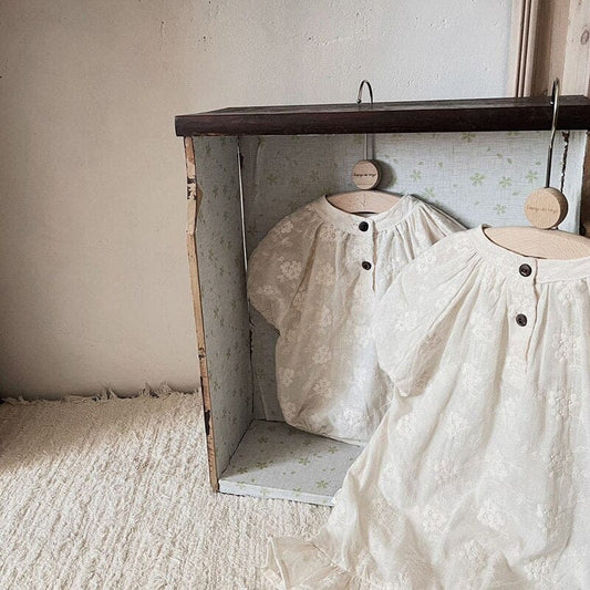 半袖ワンピース キッズ レース 刺繍 半袖 ワンピース ロンパース リンクコーデ 姉妹 お揃いコーデ