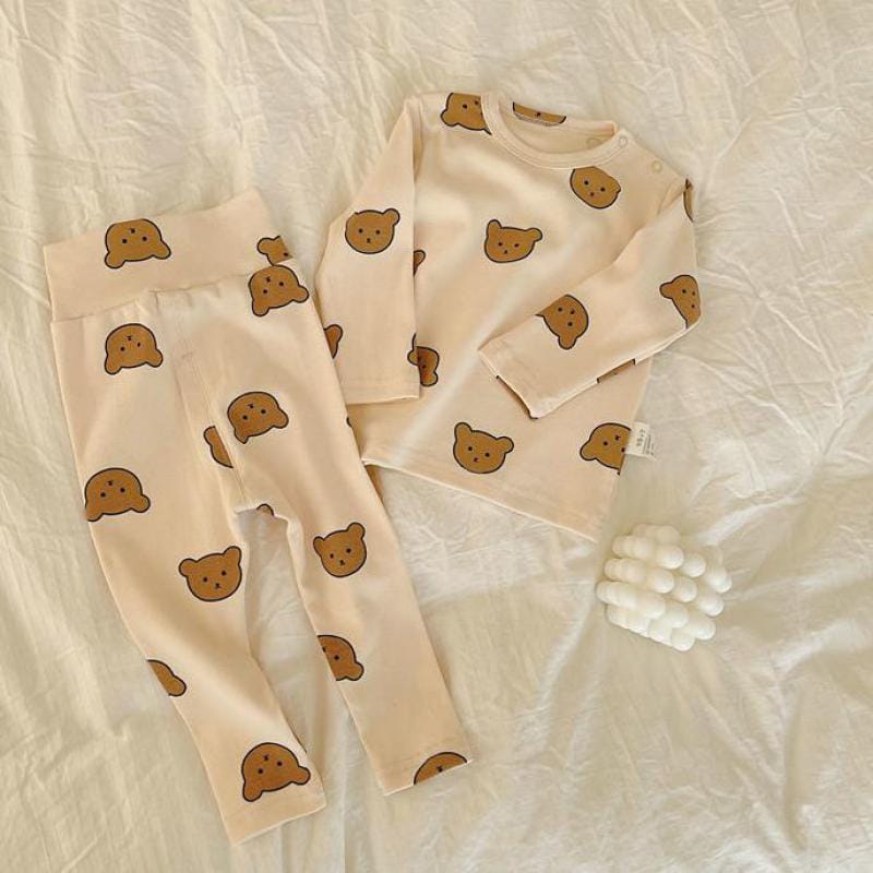 長袖パジャマ Apricot / 9M 73cm ベビー キッズ セットアップ くま ベア パジャマ【mh0000161】