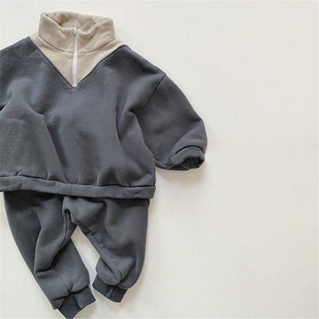 長袖セットアップ Dark Gray / 12M 80cm ベビー セットアップ ハーフジップ スウェット トレーナー パンツ 4259F