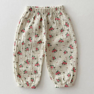 ロングパンツ・スウェットパンツ Floral / 9M 73cm ベビー コットンリネン ふんわり パンツ【mh0000039】