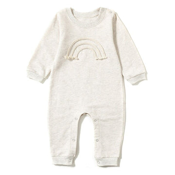 長袖ロンパース Light Gray / 59cm ベビー レインボー ロンパース【mh0000060】