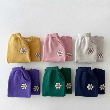 長袖セットアップ ベビー セットアップ フラワー 刺繍 トレーナー スウェット パンツ【mh0000125】
