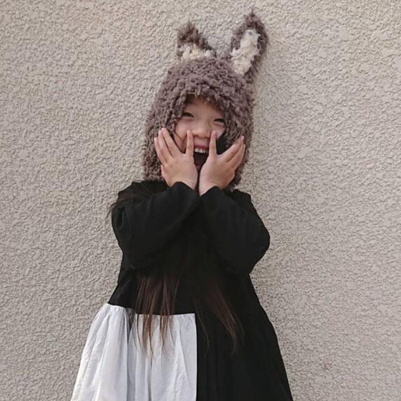 長袖ワンピース キッズ モノトーン 切り替え ボリューム ワンピース【mh0000147】