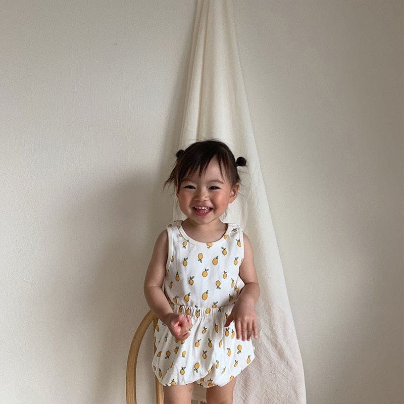 ノースリーブセットアップ ベビー くま レモン セットアップ タンクトップ ブルマ【mh0000457】