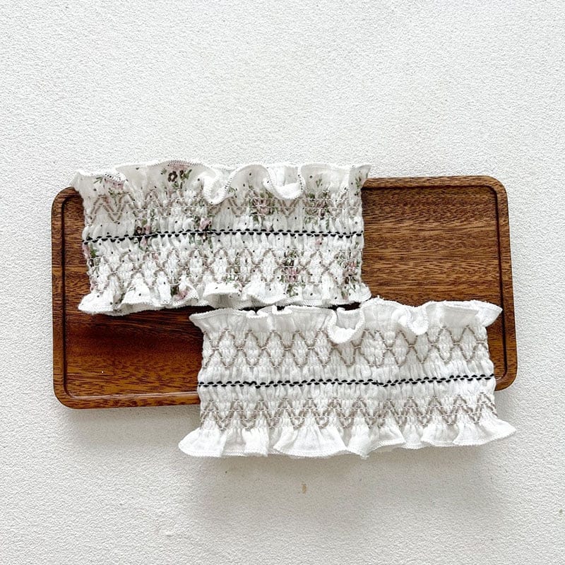 長袖ロンパース ベビー フラワー 刺繍 丸襟 ロンパース ヘアバンド セット【mh0000574】
