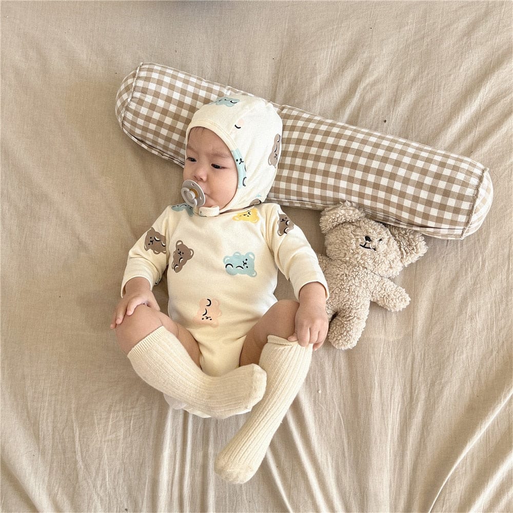 長袖パジャマ ベビー くま 長袖 パジャマ セット ロンパース 帽子 トップス パンツ【mh0000581】