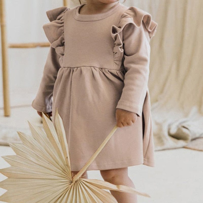 長袖ワンピース キッズ ショルダー ラッフル フリル 長袖 ワンピース【mh0000931】