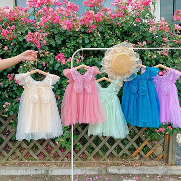 ノースリーブワンピース キッズ チュチュ チュール バタフライ 蝶 プリンセス ノースリーブ ドレス ワンピース【mh0001168】