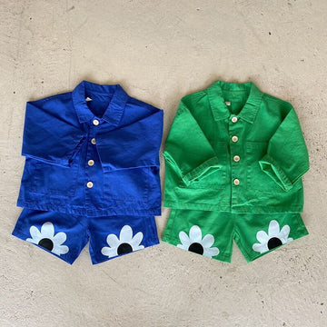 長袖セットアップ キッズ セットアップ フラワー ジャケット ハーフパンツ【mh0001269】