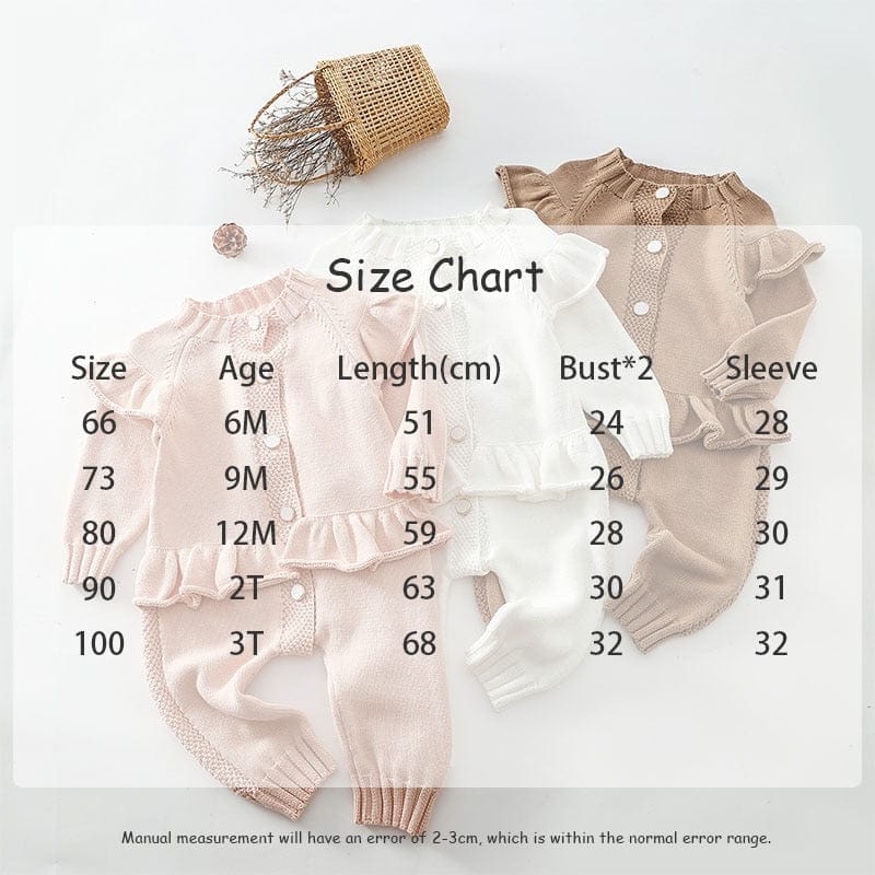 長袖ロンパース ベビー ニット フリル ジャンプスーツ【mh0001350】