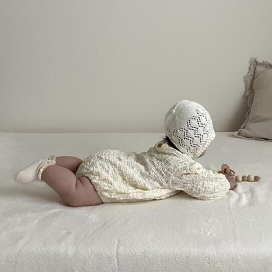 長袖ロンパース ベビー エンボス 長袖 ロンパース【mh0001360】