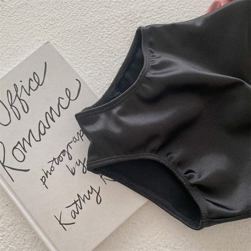 ベビー用水着 キッズ 水着 ワンピース ブラック バックリボン フリル 帽子 セット スイムウェア【mh0001891】