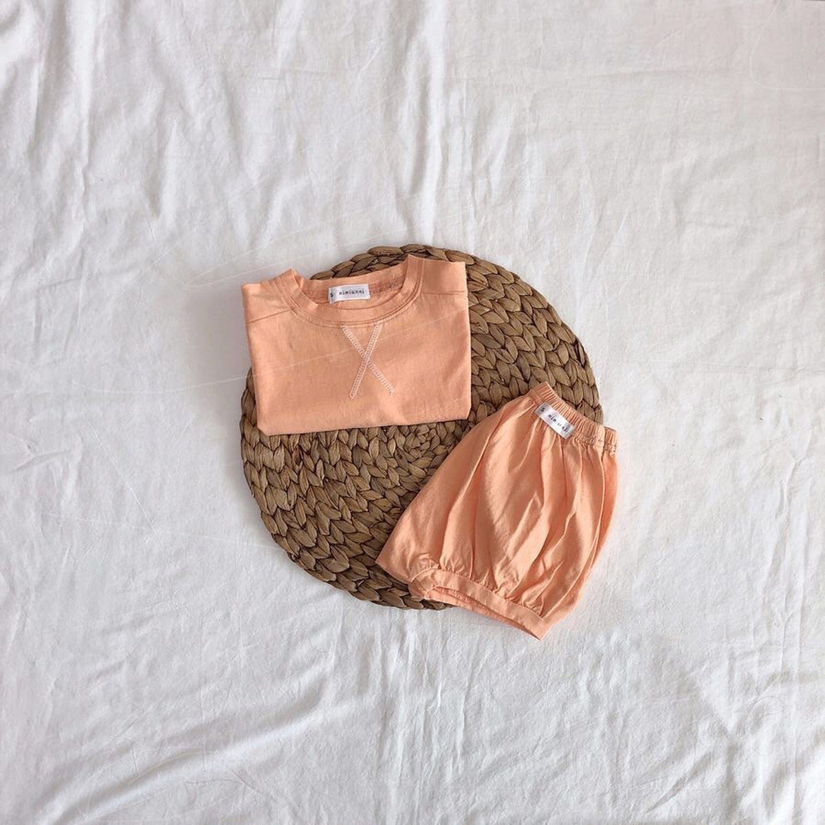 ベビー 半袖Tシャツ・ショートパンツセット(ピーチ系)