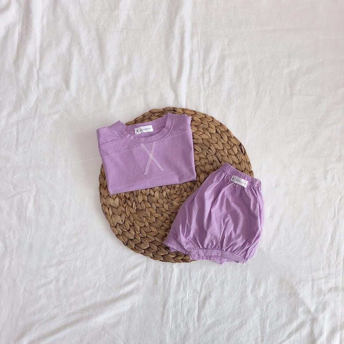 ベビー 半袖Tシャツ・ショートパンツセット(パープル系)