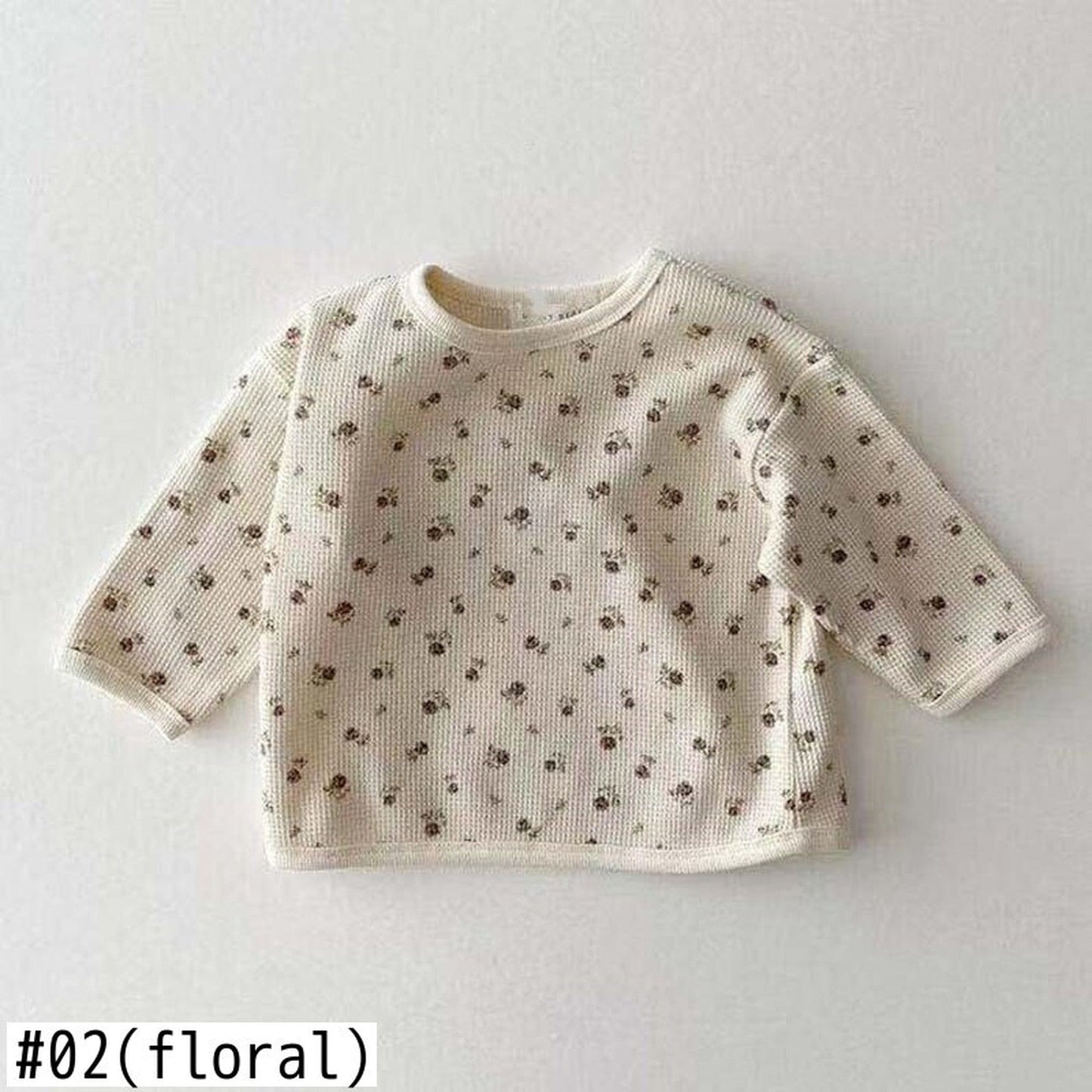 長袖Tシャツ ベビートップス くま ベア フラワー ワッフル 長袖Tシャツ【mh0000356】