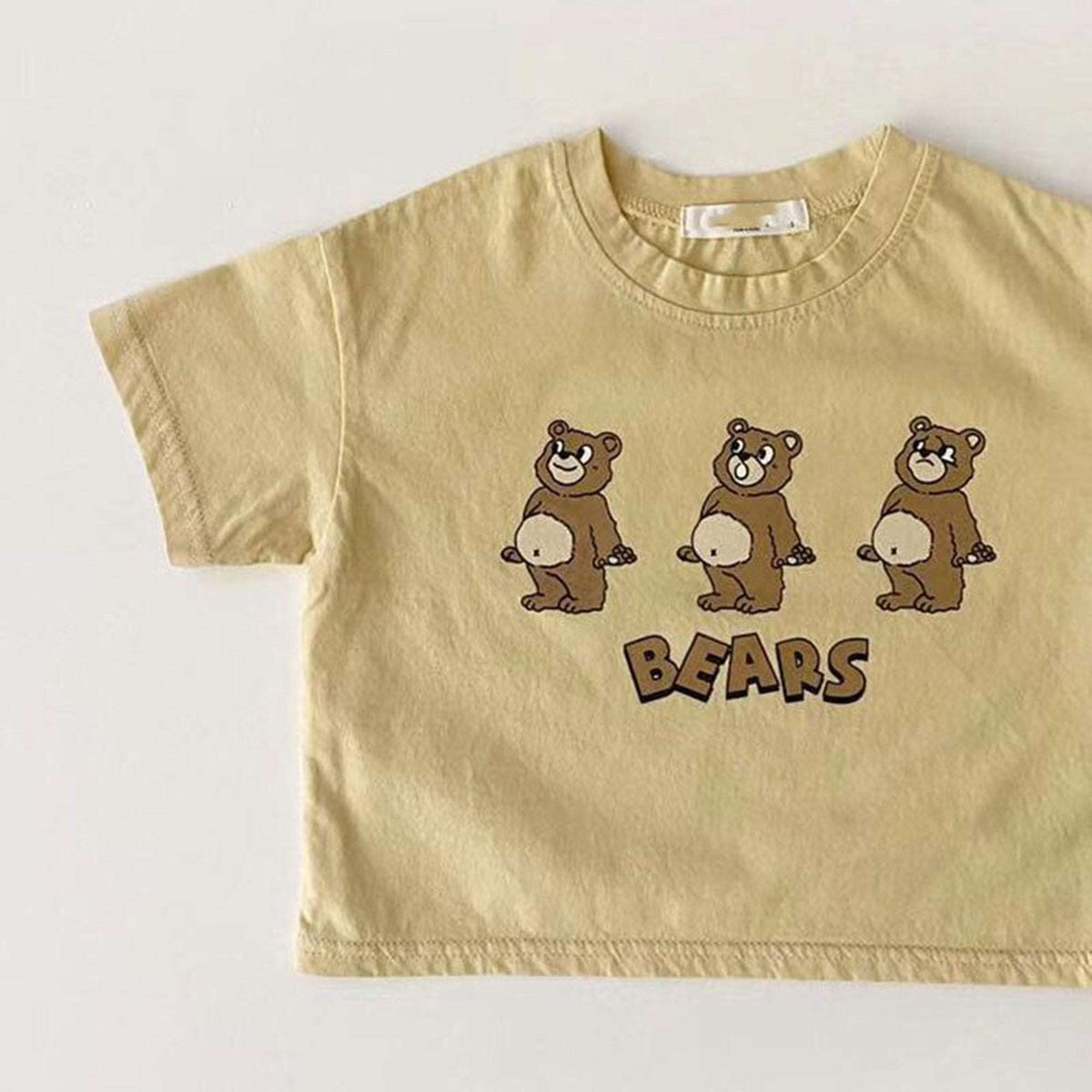 ベビー半袖Tシャツ くまプリント「BEARS」(イエロー)