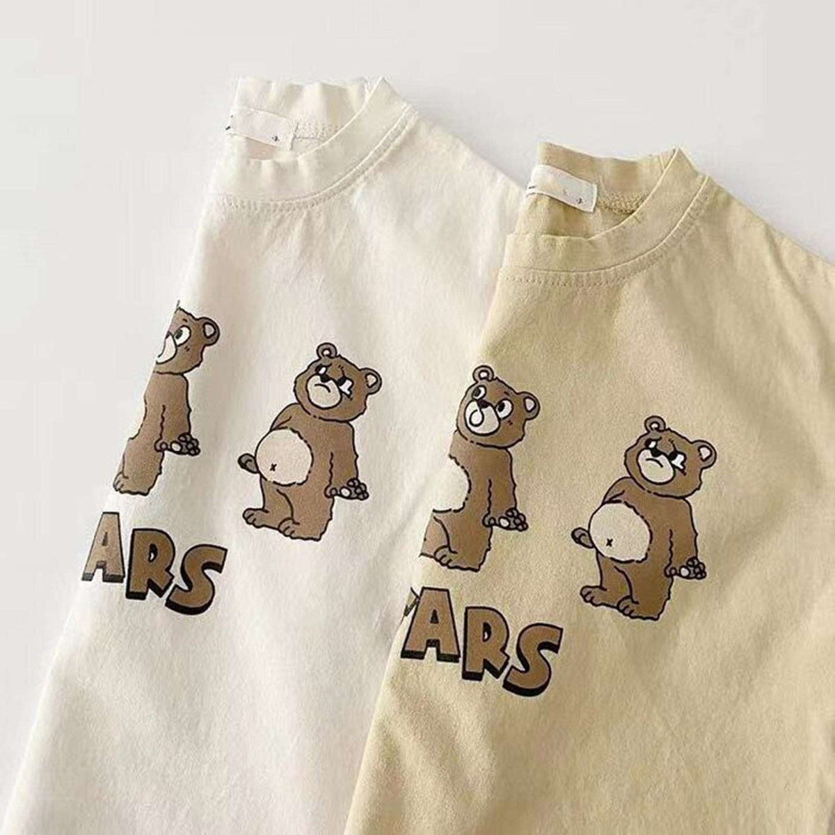 ベビー半袖Tシャツ くまプリント「ARS」文字入り(白・イエロー)
