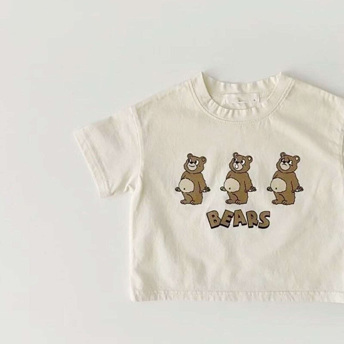 ベビー半袖Tシャツ くまプリント「BEARS」(白)
