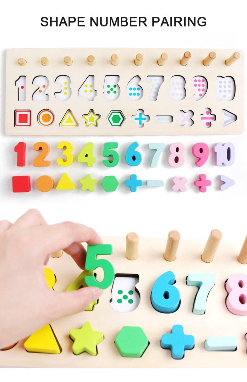 図形と数字のペア合わせ用おもちゃボード、はめ込み形状一覧