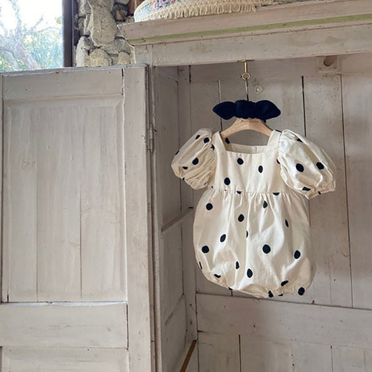 -ベビー 水玉 ふんわり袖 ロンパース【mh0000037】 - mamahalo shop - 半袖ロンパース - べビー服 - 子供服 - 男の子 - 女の子