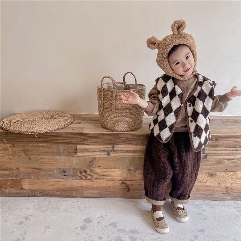 -キッズ ダイヤ チェック ベスト【mh0000112】 - mamahalo shop - ベスト - べビー服 - 子供服 - 男の子 - 女の子