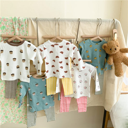 -キッズ パジャマ セット トップス チェック パンツ【mh0000127】 - mamahalo shop - 長袖パジャマ - べビー服 - 子供服 - 男の子 - 女の子