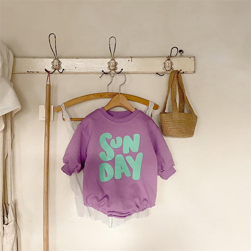 -ベビー レターロゴプリント 長袖ロンパース【mh0000148】 - mamahalo shop - 長袖ロンパース - べビー服 - 子供服 - 男の子 - 女の子