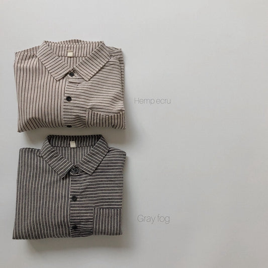 -キッズ ストライプ シャツ トップス【mh0000133】 - mamahalo shop - 長袖シャツ・ブラウス - べビー服 - 子供服 - 男の子 - 女の子