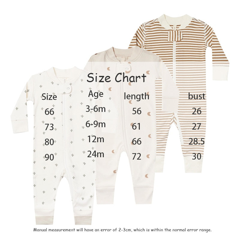 -ベビー 長袖 ロンパース ジャンプスーツ サボテン 月 ボーダー【mh0000151】 - mamahalo shop - 長袖ロンパース - べビー服 - 子供服 - 男の子 - 女の子