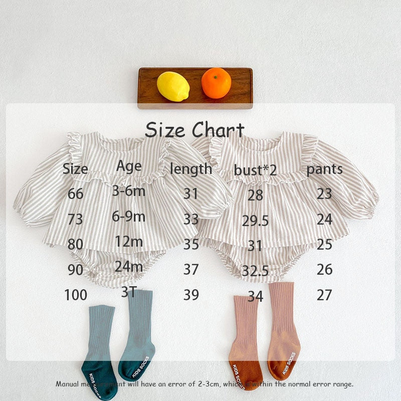 -ベビー セットアップ ストライプ フリル チュニック ブルマ【mh0000183】 - mamahalo shop - 長袖セットアップ - べビー服 - 子供服 - 男の子 - 女の子