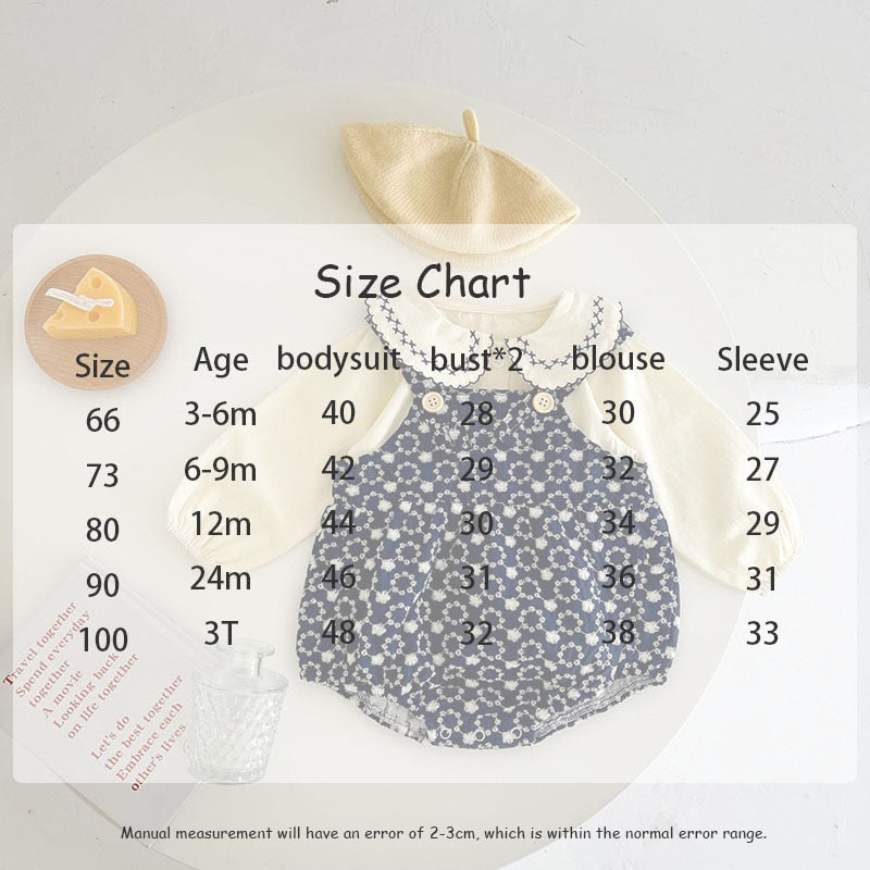 -ベビー サスペンダー ロンパース 丸襟 ブラウス【mh0000575】 - mamahalo shop - ノースリーブロンパース - べビー服 - 子供服 - 男の子 - 女の子